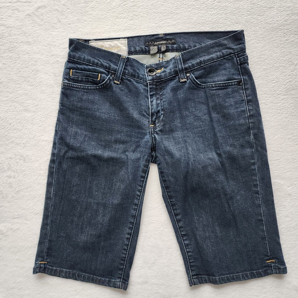 Zara Basic Denim Bermuda Shorts Womens 4 Dark Blue Casual 29W Preppy Summer Navy